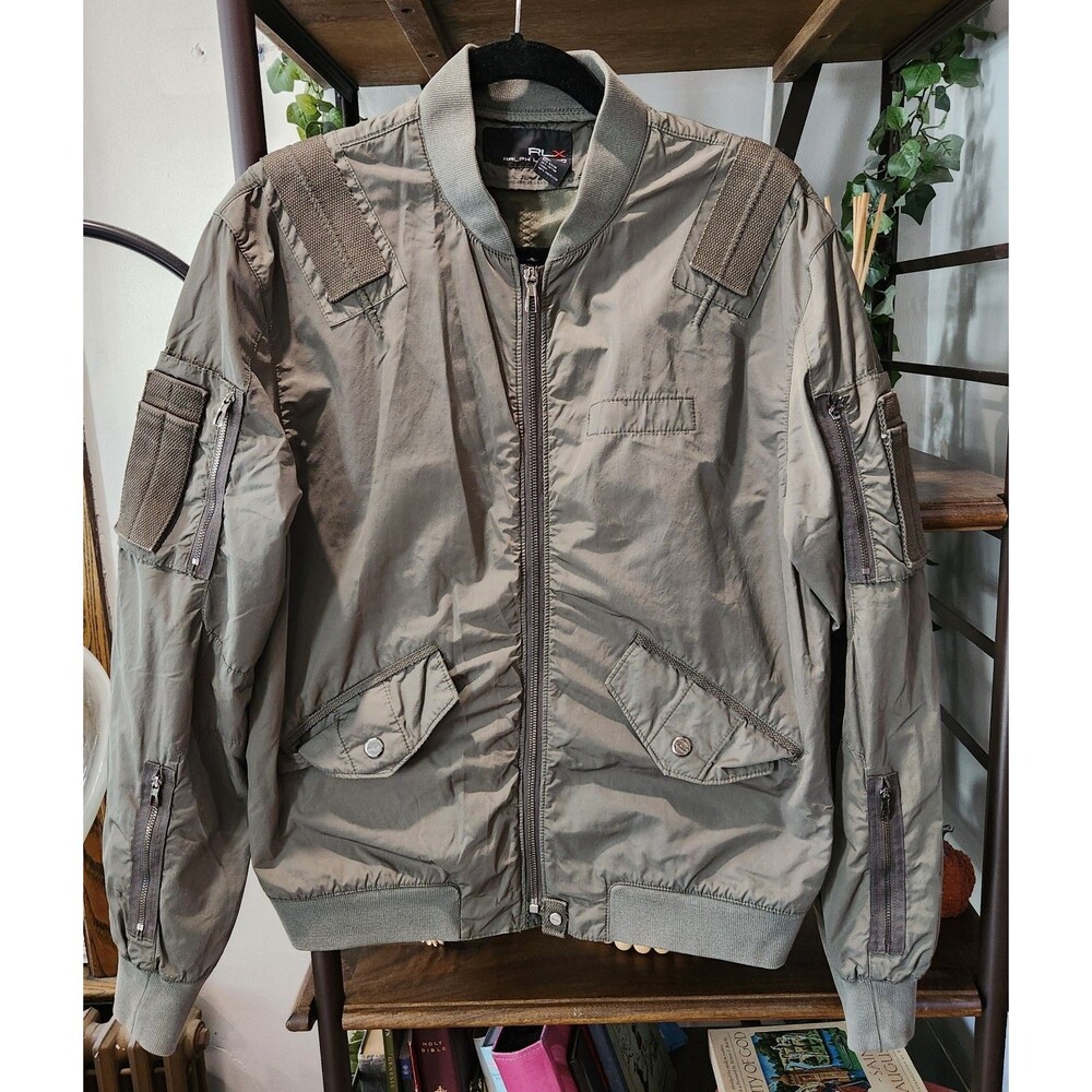 Vintage RLX Ralph Lauren Military Bomber Green Jacket 2000s Y2K Gorpcore